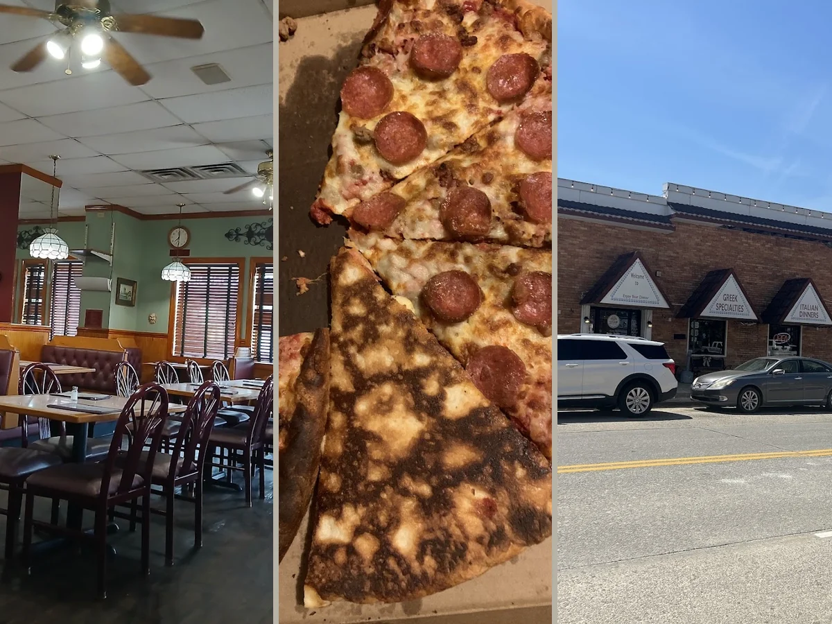Tables arranged for sit-down pizza and subs.